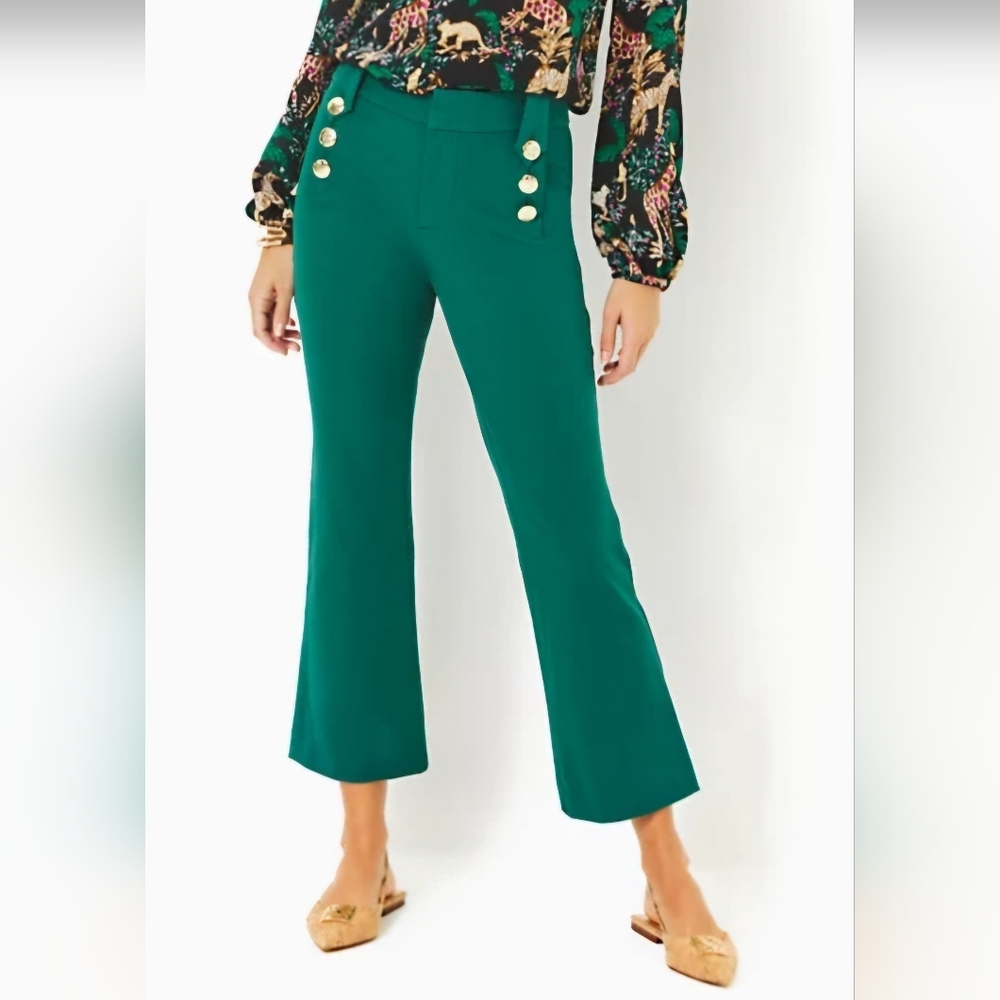 Lilly Pulitzer Parrish Bi-Stretch Crop Pant: Villa Green: Size- 16